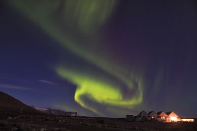 Polarlicht an der Jökulsárlón Gletscherlagune